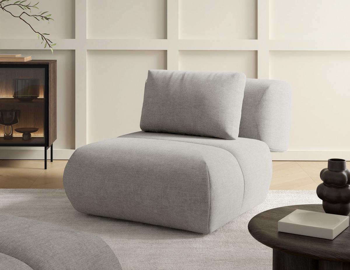 SESSEL ATOMO, Modern Polstersessel Loungesessel, Chenille-Stoff Beige - Beige, Holz/Metall (98/82/134cm) - MASSENO