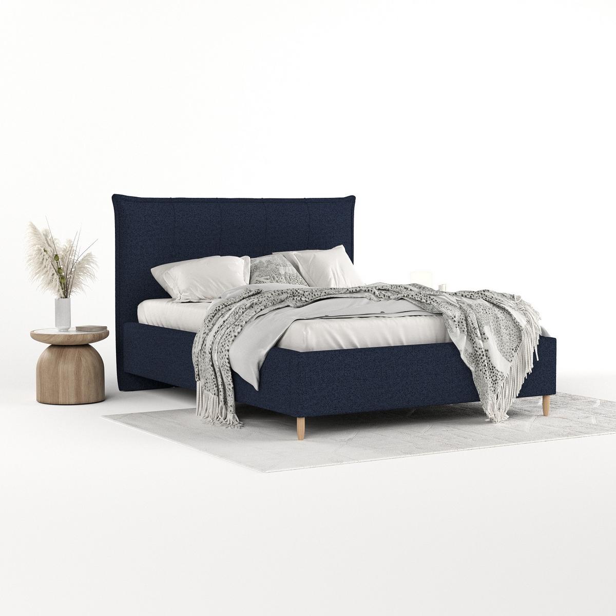 POLSTERBETT Plaza 180/200 cm Marineblau im Riva Stoff - Naturfarben/Dunkelblau, Holz/Holzwerkstoff (180/200cm) - AltaBeds