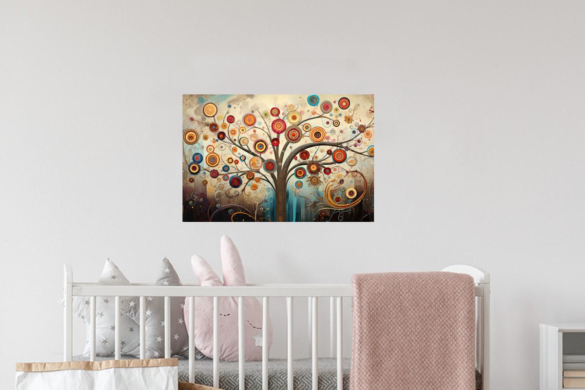 WANDTATTOO Baum - Baum des Lebens - Farbe Deko Wohnzimmer 60x40 cm - Braun, Kunststoff (60/40/0.1cm) - MuchoWow