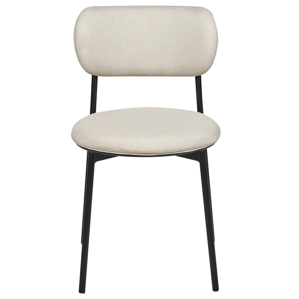 ESSZIMMERSTUHL 2er-Set Stoff hellbeige/schwarz Casey - Beige/Schwarz, Textil (43/76/44cm) - Beliani
