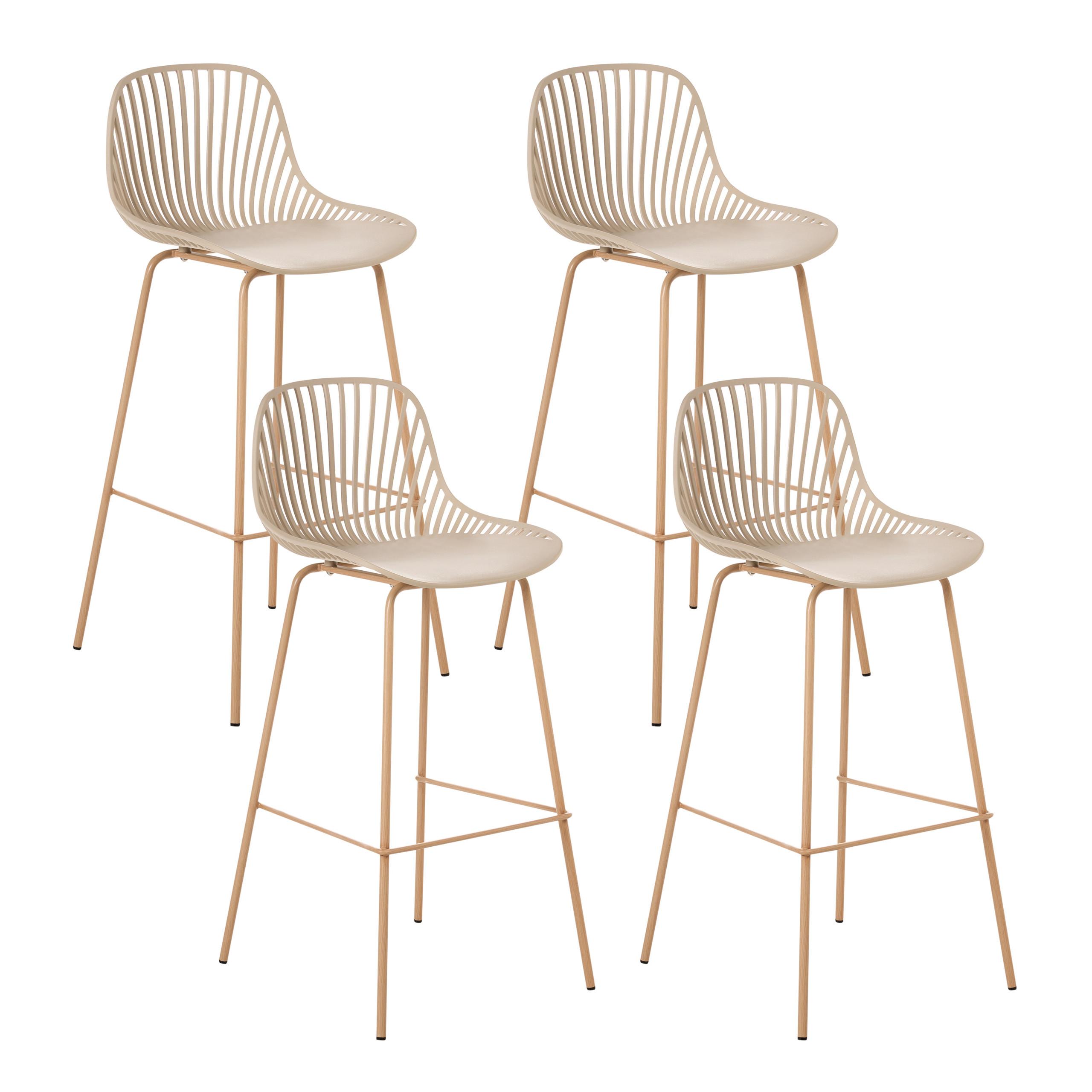 SET mit 4 Barstühlen Beige Kleve - Hellbraun/Beige, Kunststoff (46/103/48cm) - Beliani