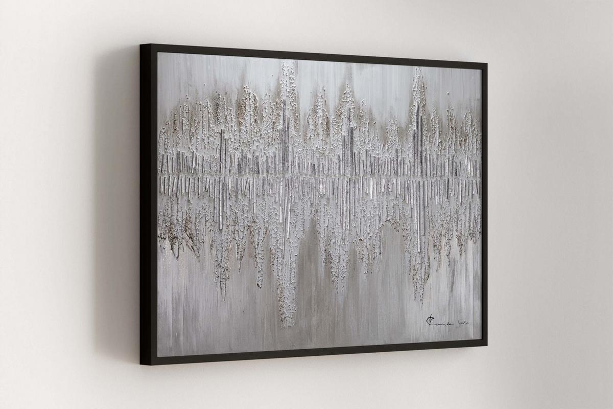 ACRYLBILD HANDGEMALT 90/60 cm - Silberfarben/Grau, Holz/Textil (90/60cm) - KUNSTLOFT