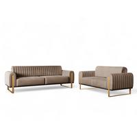 SOFASET Valerie 3-2 - Braun, Holzwerkstoff/Textil (228/79/90cm) - Fun Möbel