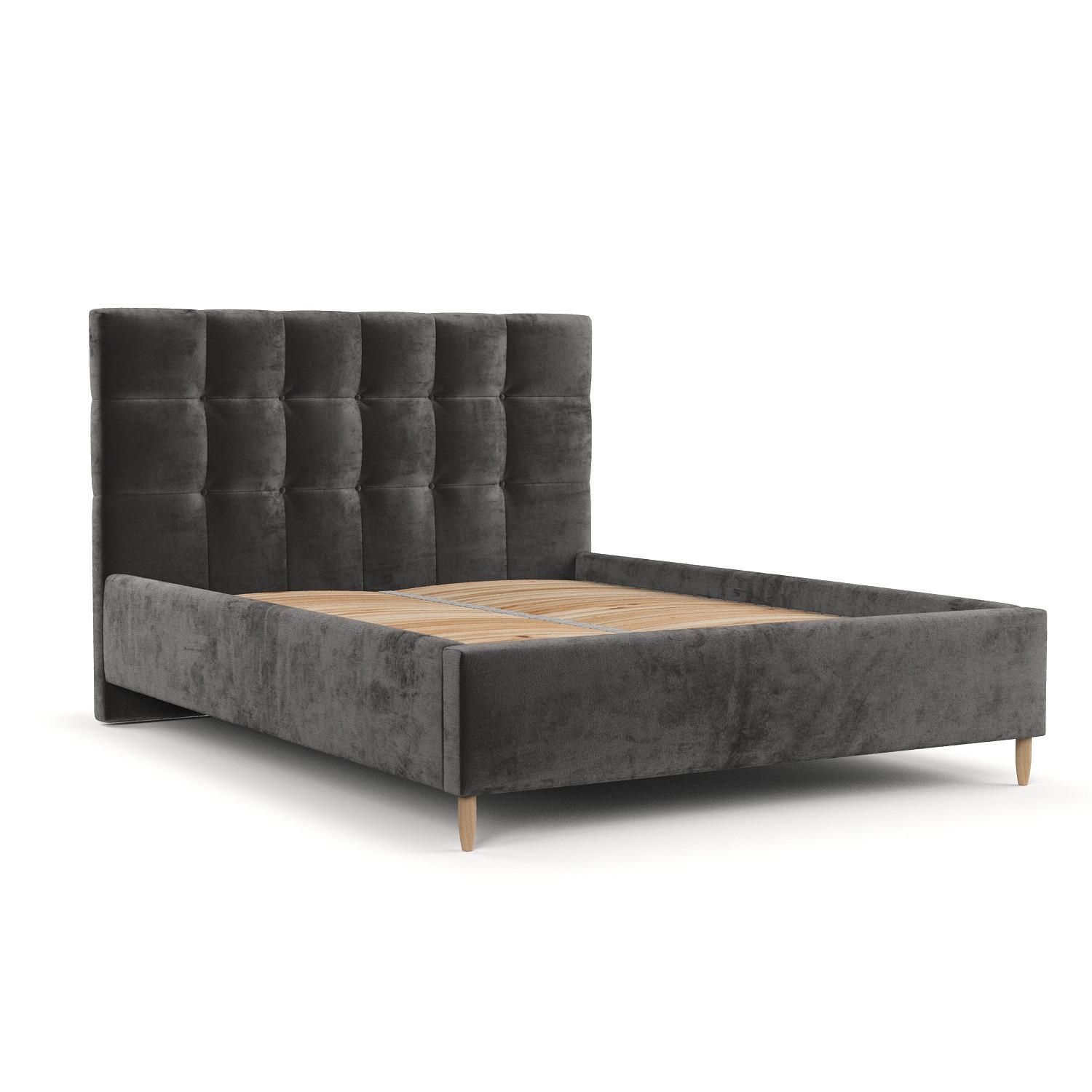 POLSTERBETT Cora 140/200 cm Anthrazit im Lotta Stoff - Anthrazit/Naturfarben, Holz/Holzwerkstoff (140/200cm) - AltaBeds