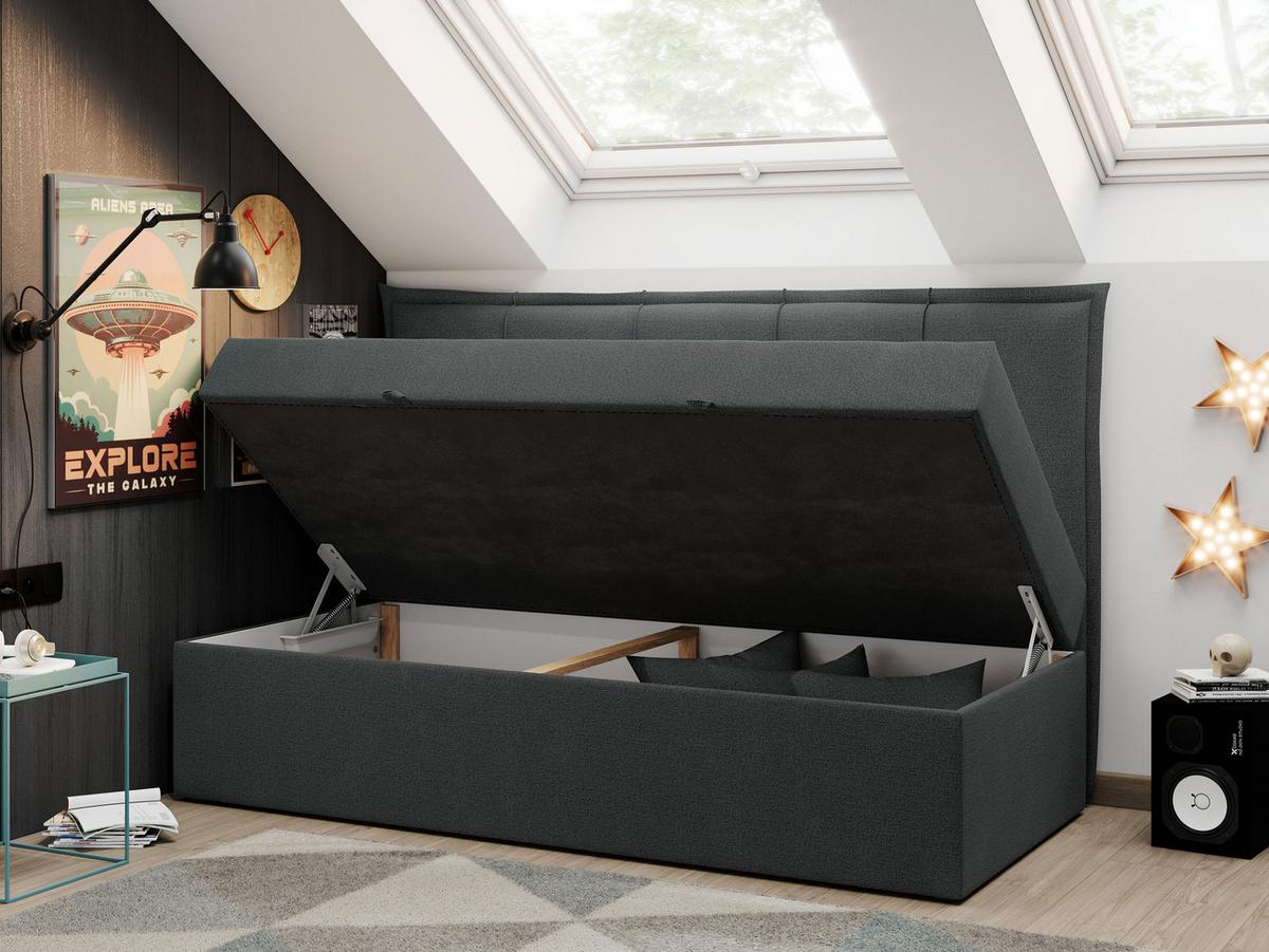 BOXBETT BANCO 90/200 Dunkelgrau Struktur - H3 - Dunkelgrau, Holz/Textil (90/200cm) - MKS