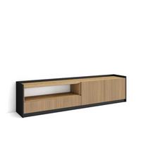 LOWBOARD, Eiche und Schwarz, 207/37/50cm - Eichefarben, Holzwerkstoff (207/50/37cm) - Skraut Home