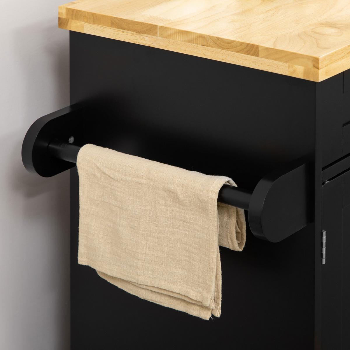 KÜCHENWAGEN, Gummiholz, Schwarz, 109 x 40 x 89 cm - Schwarz, Holzwerkstoff (40/89/109cm) - HOMCOM