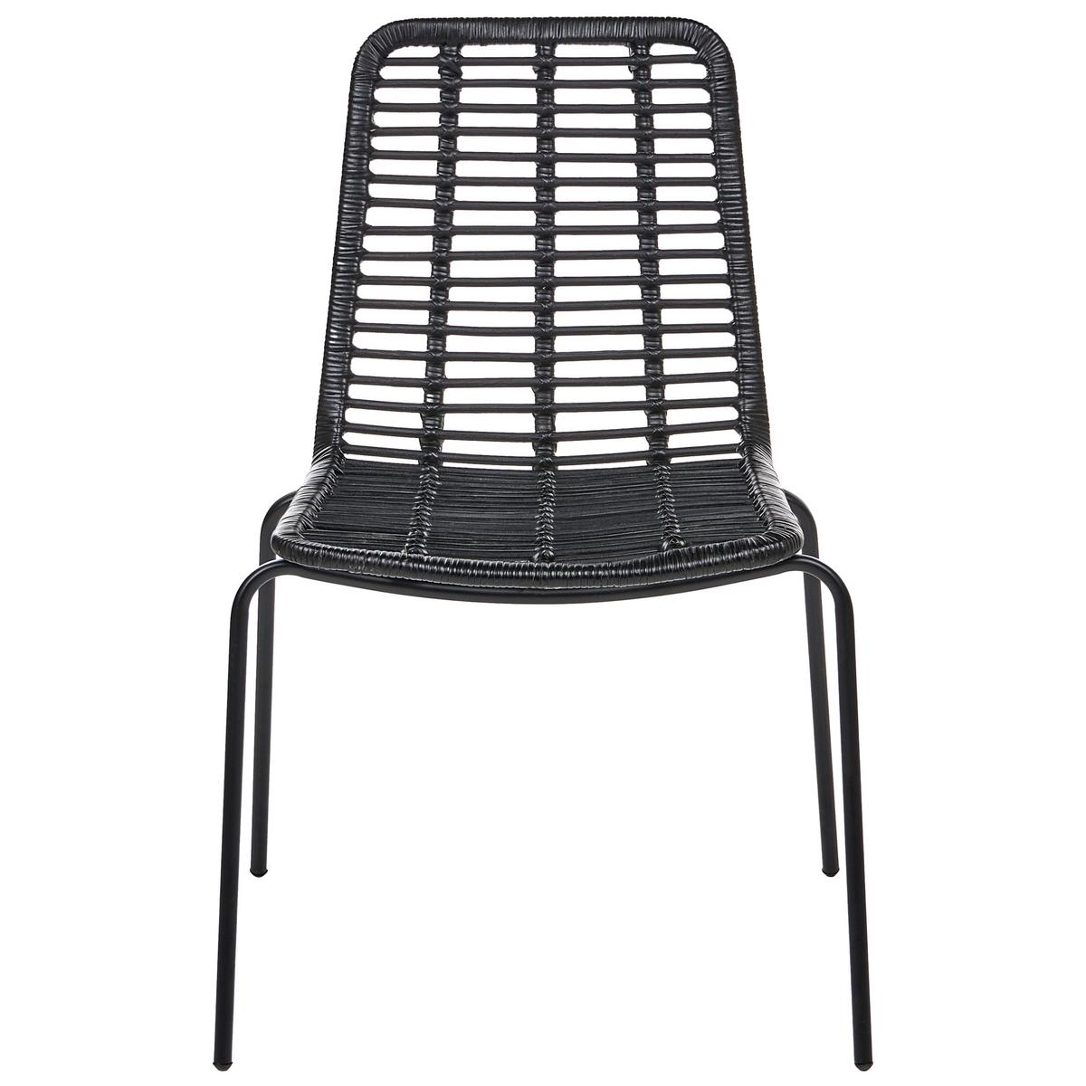 ESSZIMMERSTUHL 2er-Set Rattan Schwarz Taos - Schwarz, Naturmaterialien (56/82/55cm) - Beliani