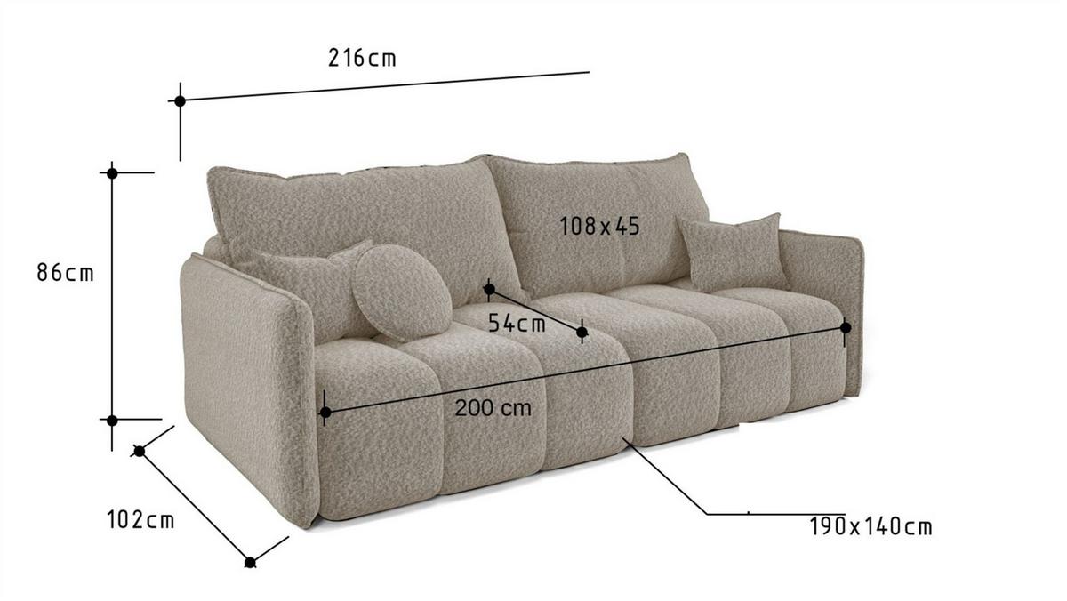SCHLAFSOFA Morgano - Grün, Holzwerkstoff/Textil (216/86/102cm) - Fun Möbel