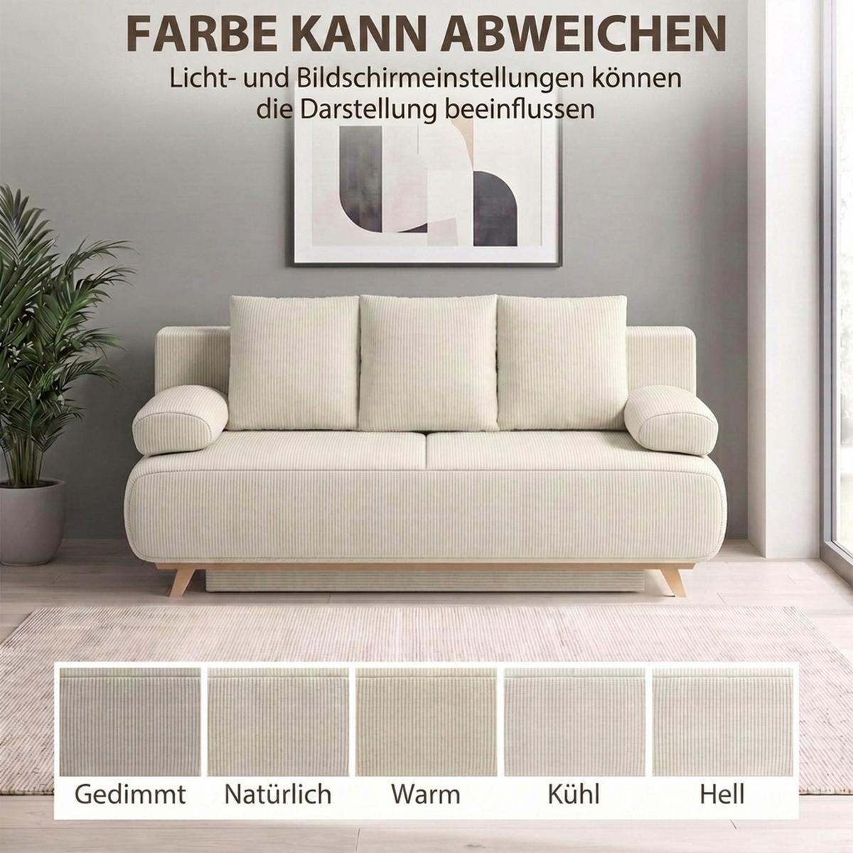 SCHLAFSOFA Cord Beige - Beige, Kunststoff/Textil (100/84/188cm) - HOMCOM