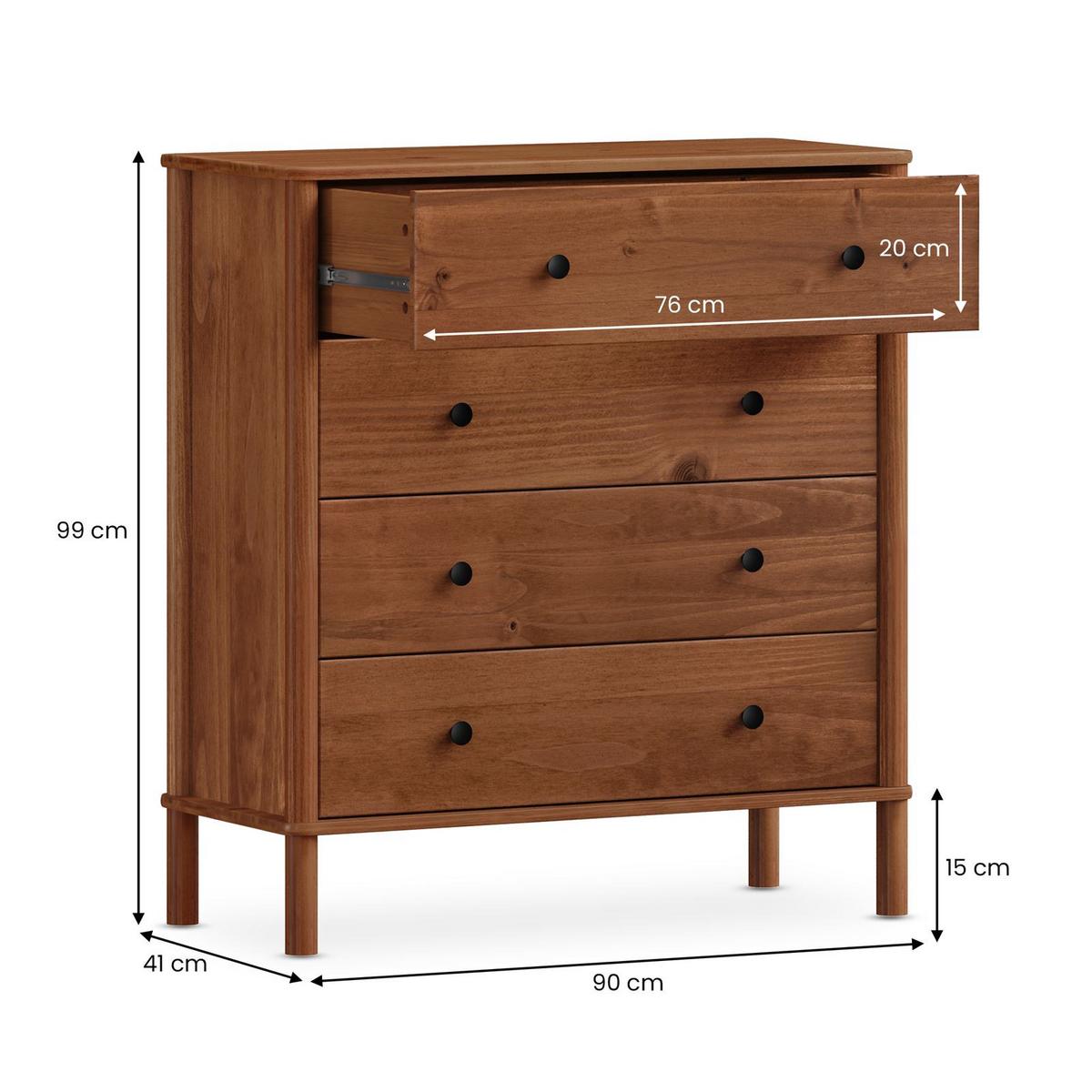 KOMMODE APOANA Kastanie - Kastanienfarben, Holz (90/99/40cm) - IDIMEX