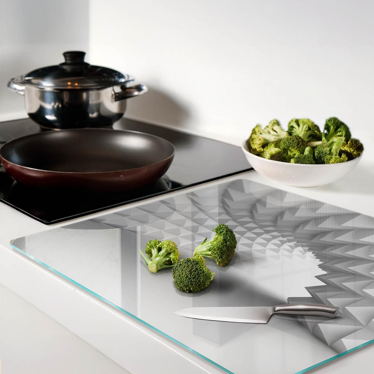 GLASPLATTE 60x52 cm Abstrakter Tunnel - Grau, Glas (60/0.4/52cm) - TULUP