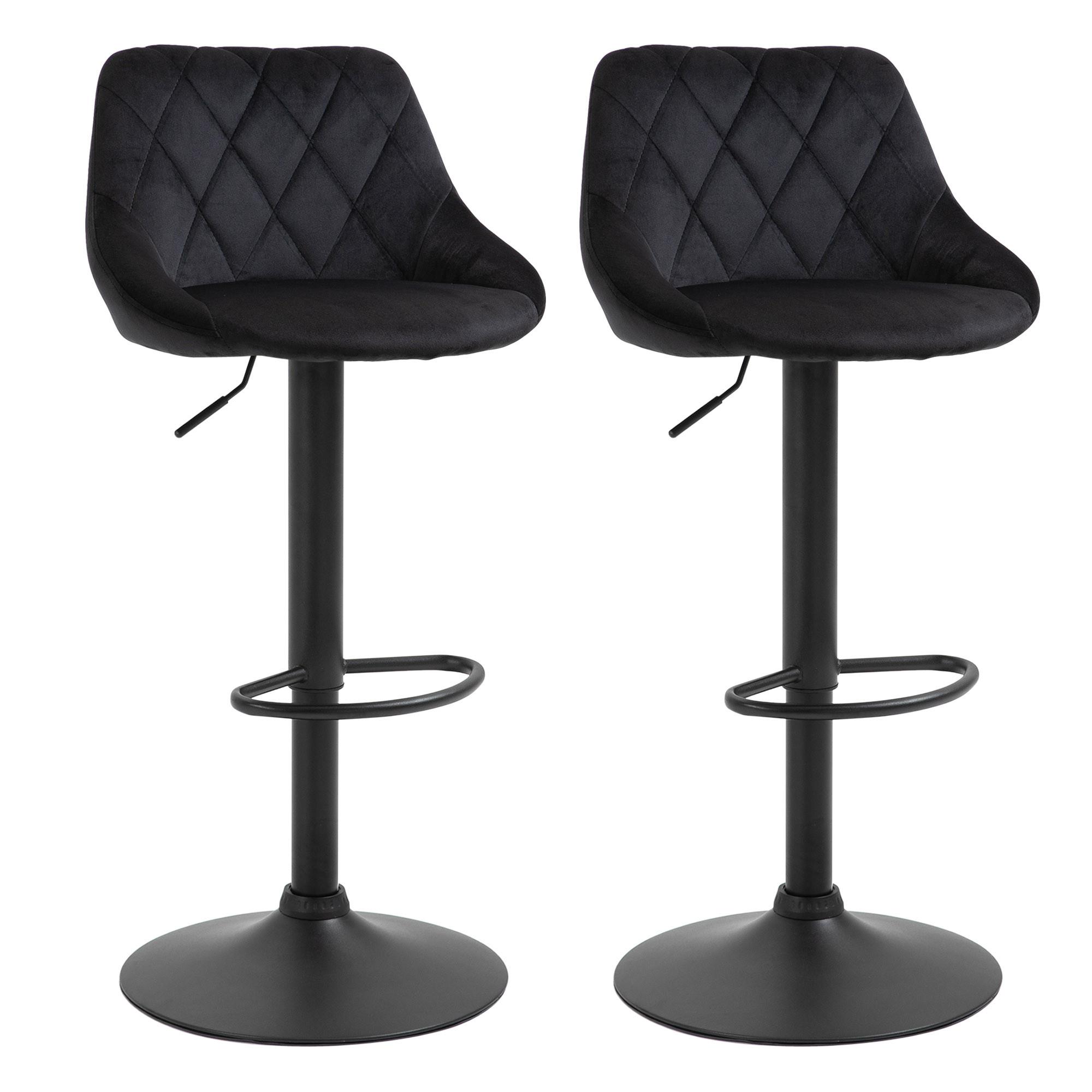BARHOCKER 2ER-SET höhenverstellbar, Schwarz - Schwarz, Kunststoff (46/104/48cm) - HOMCOM
