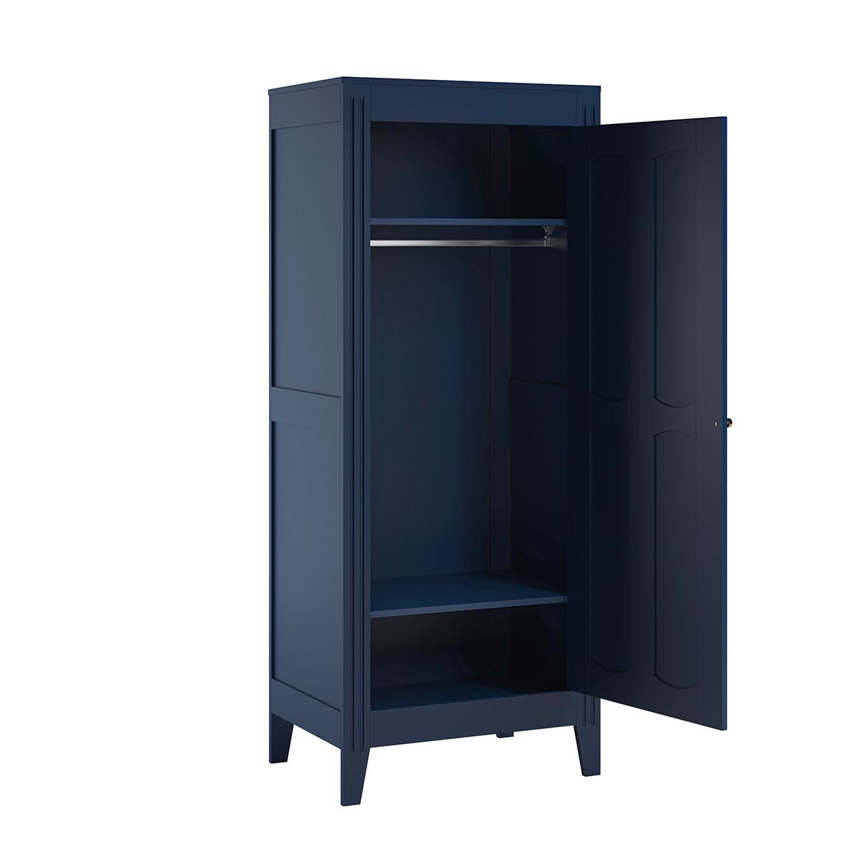 SCHRANK 1 Tür Blau - Blau, Holzwerkstoff (80/197/55cm) - Petits-meubles