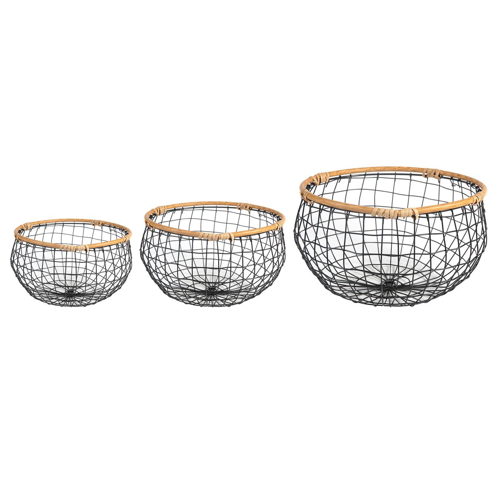 METALLKÖRBE LOU 3er Set schwarz - Schwarz, Metall (31/20/31cm) - IDIMEX