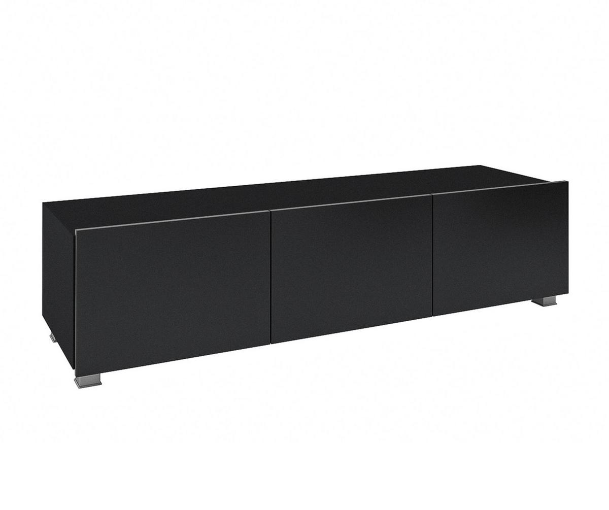 WOHNWAND Kossana 11 Schwarz 300/142/43 cm Design - Schwarz, Holzwerkstoff/Kunststoff (300/142/43cm) - AX Living