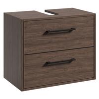 WASCHBECKENUNTERSCHRANK Florence 2 Schubladen Walnuss Braun - 60 x 35 x 47 cm - Eichefarben, Holz (60/47/35cm) - Badplaats