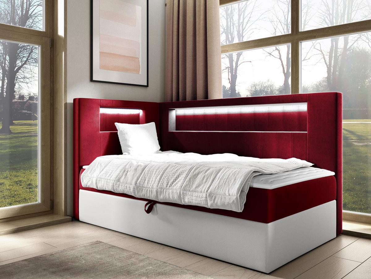 BOXBETT Gold Junior 3, Seite zum Öffnen des Bettkastens: Links - H3 - Rot/Weiß, Holz (100/200cm) - MIRJAN24