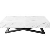 COUCHTISCH Cavetta U höhenverstellbar ausziehbar, Marmor Weiß 120-200/80/27-76 cm - Ecru/Schwarz, Holzwerkstoff/Metall (80/200/76cm) - WFL GROUP