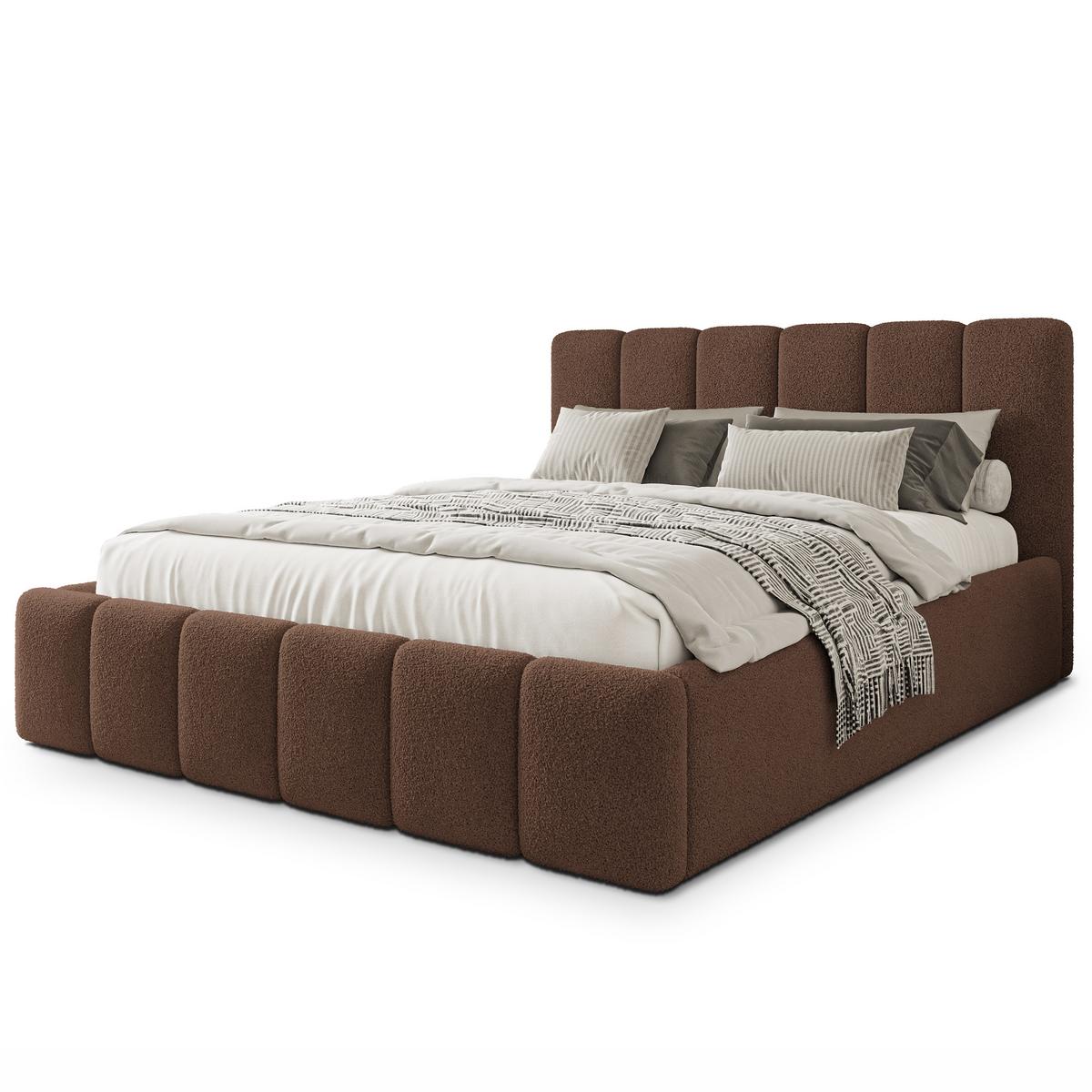 POLSTERBETT ATTORA Q 140x200 cm mit Bettkästen - Braun - Braun, Holz (140/200cm) - MASSENO