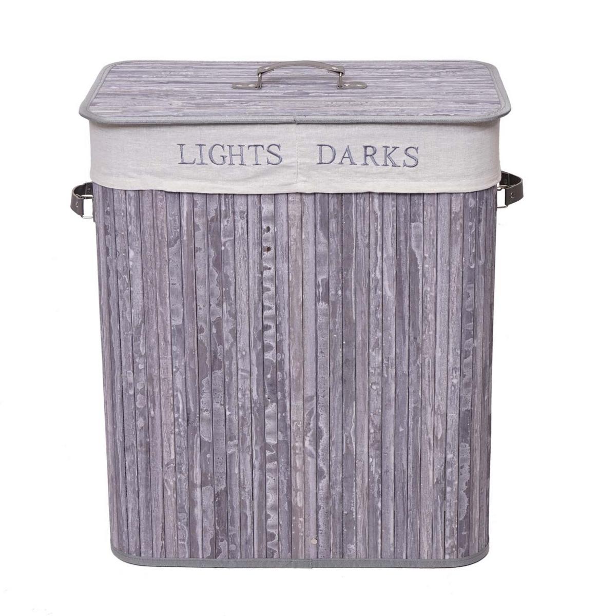 WÄSCHEKORB Grau, Blau, Cremeweiß - Blau/Creme, Holz (55/63/34cm) - MCW