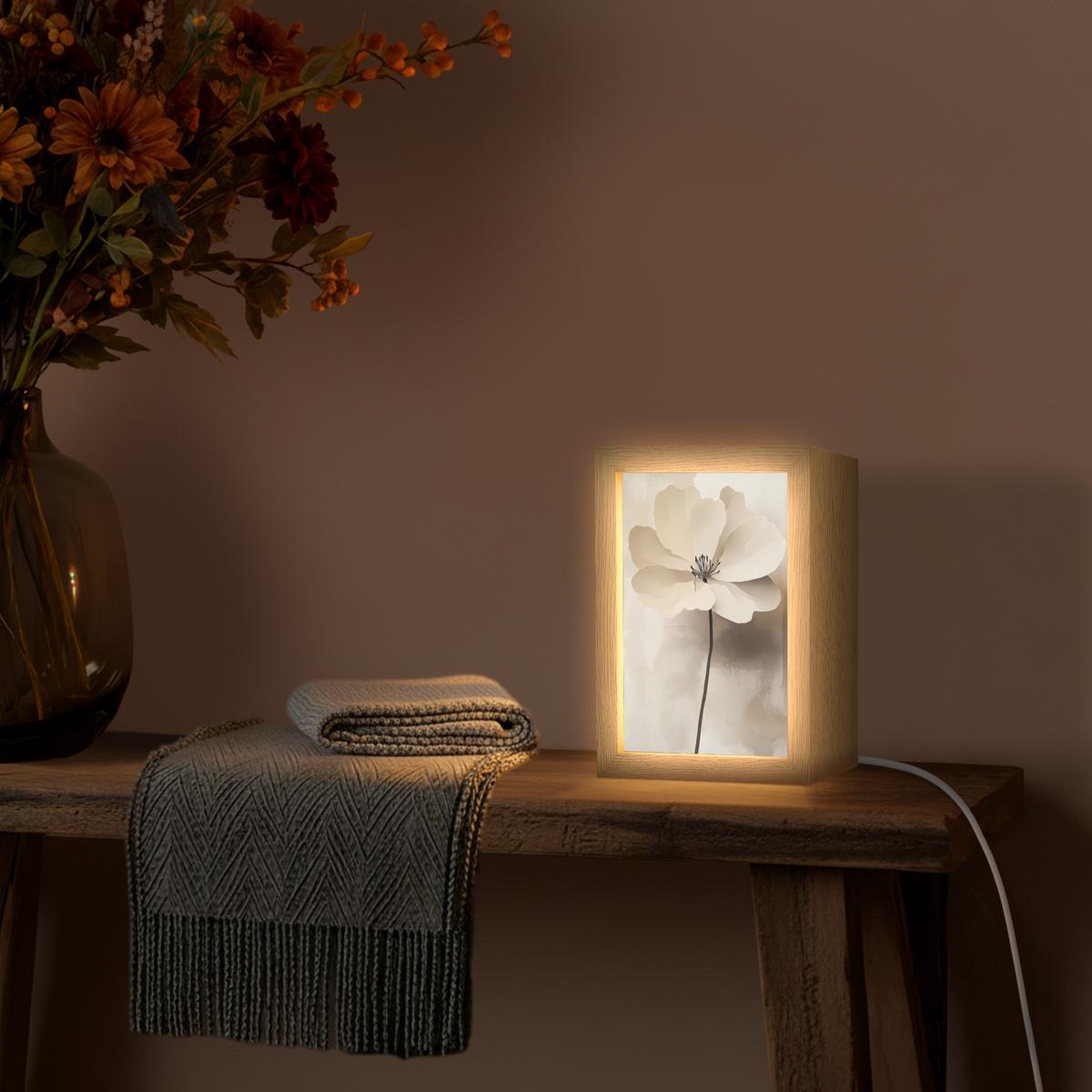TISCHLEUCHTE Blume - Beige - Farbe - Schatten 15x20 cm - Alteiche, Holzwerkstoff (8/15/20cm) - OnlyWow