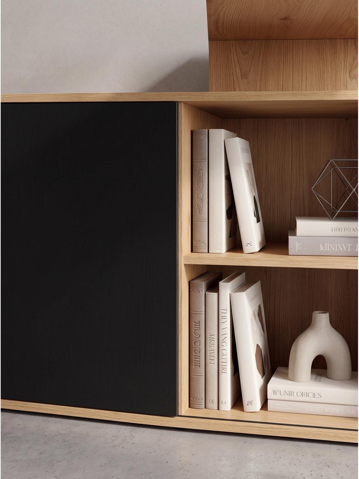 SCHREIBTISCH BRADANO, MDF, mit Ablagen, Eiche-Schwarz, 130 x 110 x 74,5 cm - Schwarz/Braun, Holzwerkstoff/Metall (110/130/74.5cm) - KADIMA DESIGN
