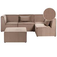 ECKSOFA Modul 4-Sitzer linksseitig Sandbeige Cord mit Ottomane Lemvig - Sandfarben/Beige, Textil (250/166cm) - Beliani