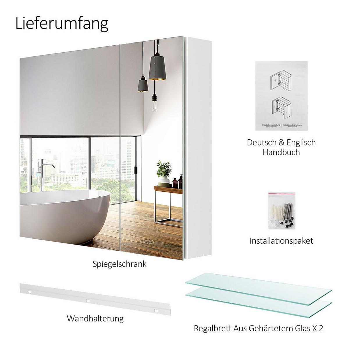 SPIEGELSCHRANK Weiß 75/65/14,5 cm - Weiß, Metall (75/65/14.5cm) - EMKE