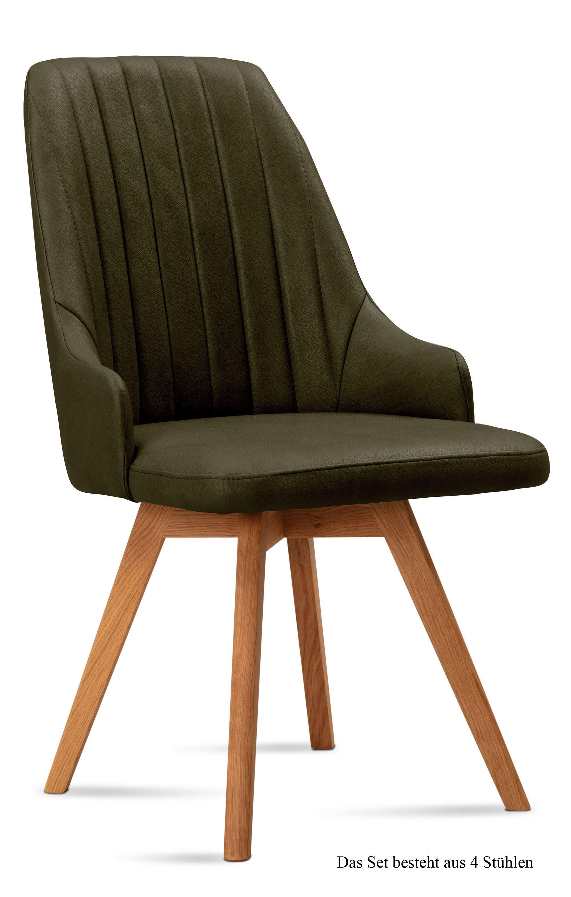 ESSZIMMERSTUHL (4er-Set) Domka 52x91x60 Eiche geölt/Khaki - Dunkelgrün/Eichefarben, Kunststoff (60/91/52cm) - 58aufmkessel