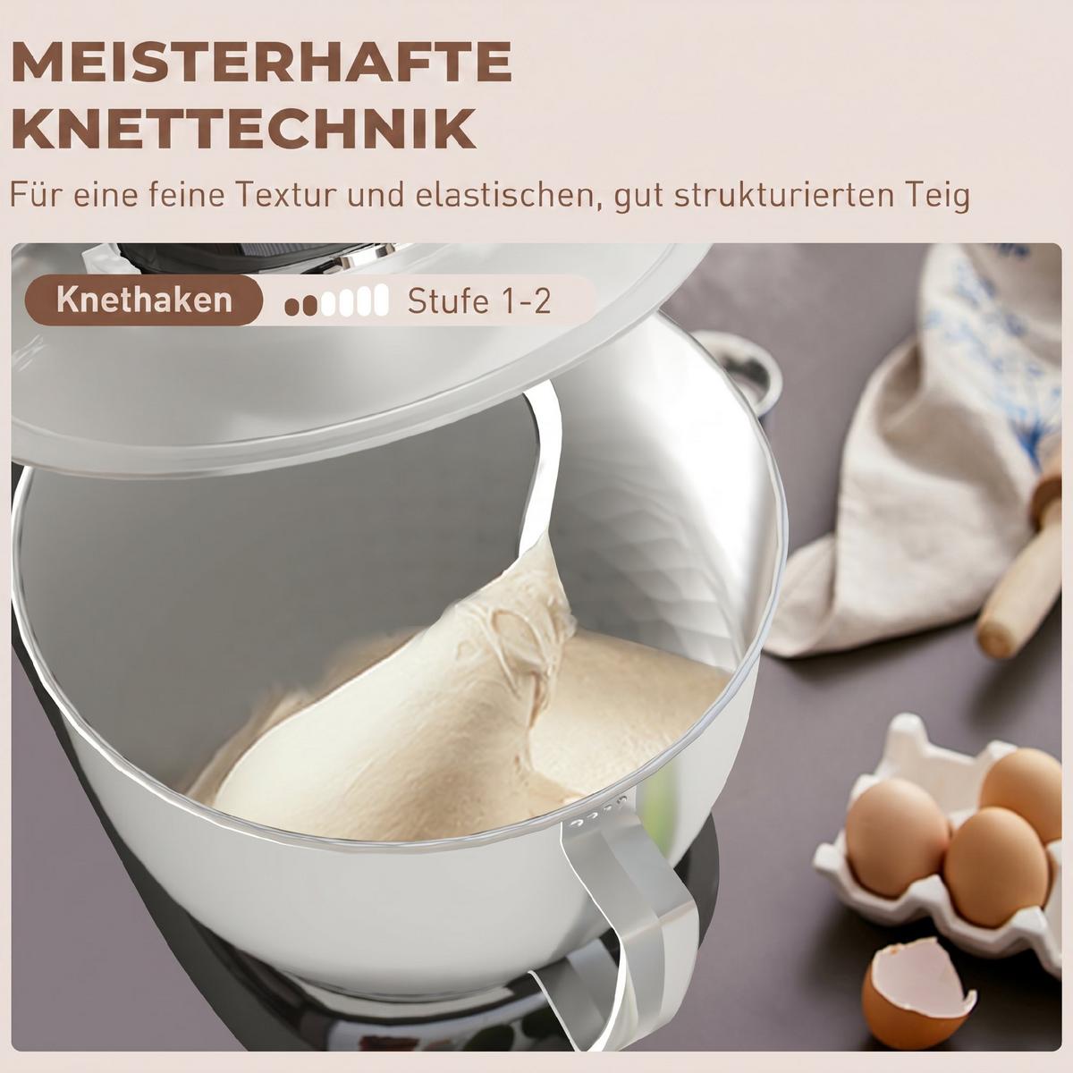 KÜCHENMASCHINE Edelstahl Kunststoff Beige - Schwarz, Metall (22/29/35cm) - HOMCOM