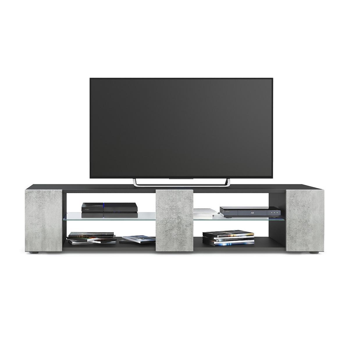 LOWBOARD Movie Fronten in Beton Oxid Optik - Hellgrau, Holzwerkstoff (134/29/39cm) - Vladon