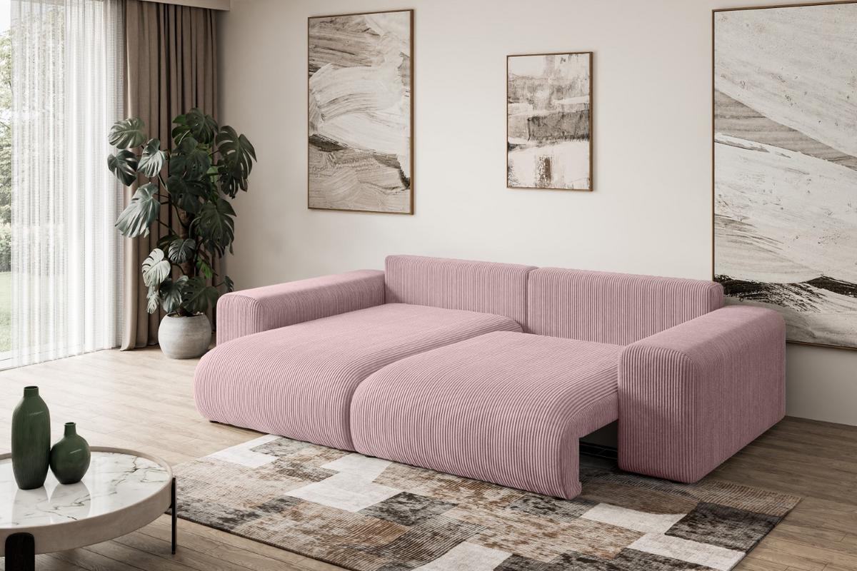ECKSOFA Ottomane links ESKAR-L 266x176x72 Rosa Cord - Schwarz/Rosa, Holzwerkstoff/Kunststoff (266/176cm) - ALTDECOR