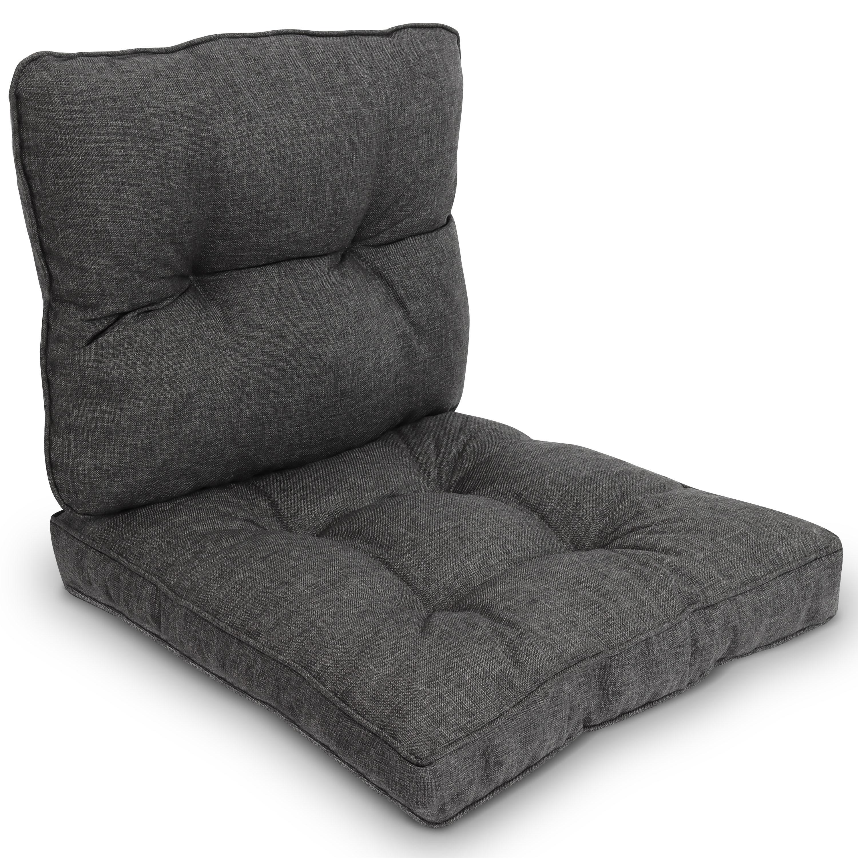 LOUNGEKISSEN Beauflair Outdoor Sitz 60x60x10cm mit Rücken 60x40x12cm Graphitgrau (2tlg) - Graphitfarben, Textil (60/60cm) - Beautissu 