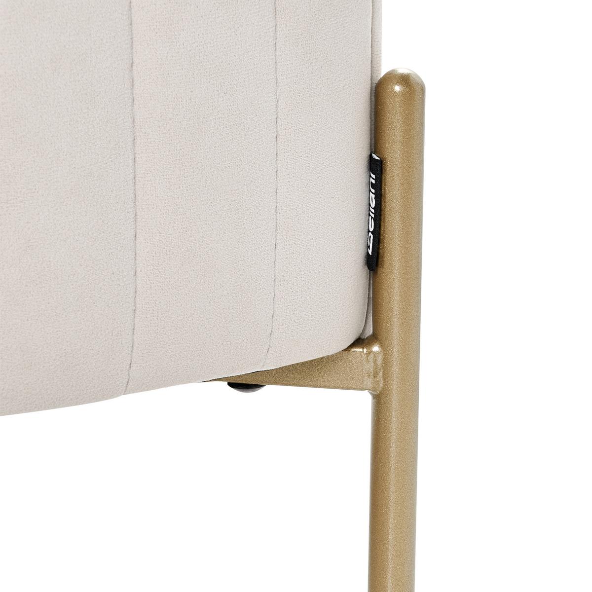 POLSTERBANK Samtstoff Beige Utah - Goldfarben/Weiß, Textil/Metall (91/43/47cm) - Beliani