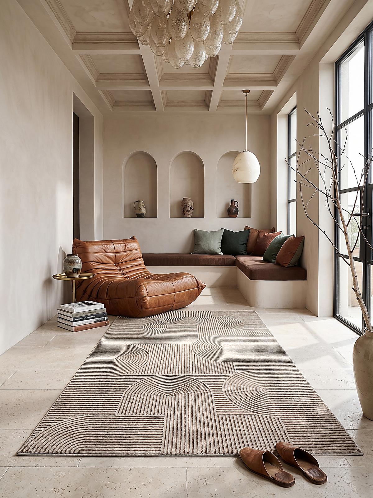 TEPPICH Kurzflor ERESMA Geometrisch Polyester Beige 80 x 150 cm - Beige, Textil (80/150cm) - KADIMA DESIGN