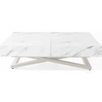 COUCHTISCH Cavetta U höhenverstellbar ausziehbar, Marmor Weiß 120-200/80/27-76 cm - Ecru/Kaschmir, Holzwerkstoff/Metall (80/120/76cm) - WFL GROUP