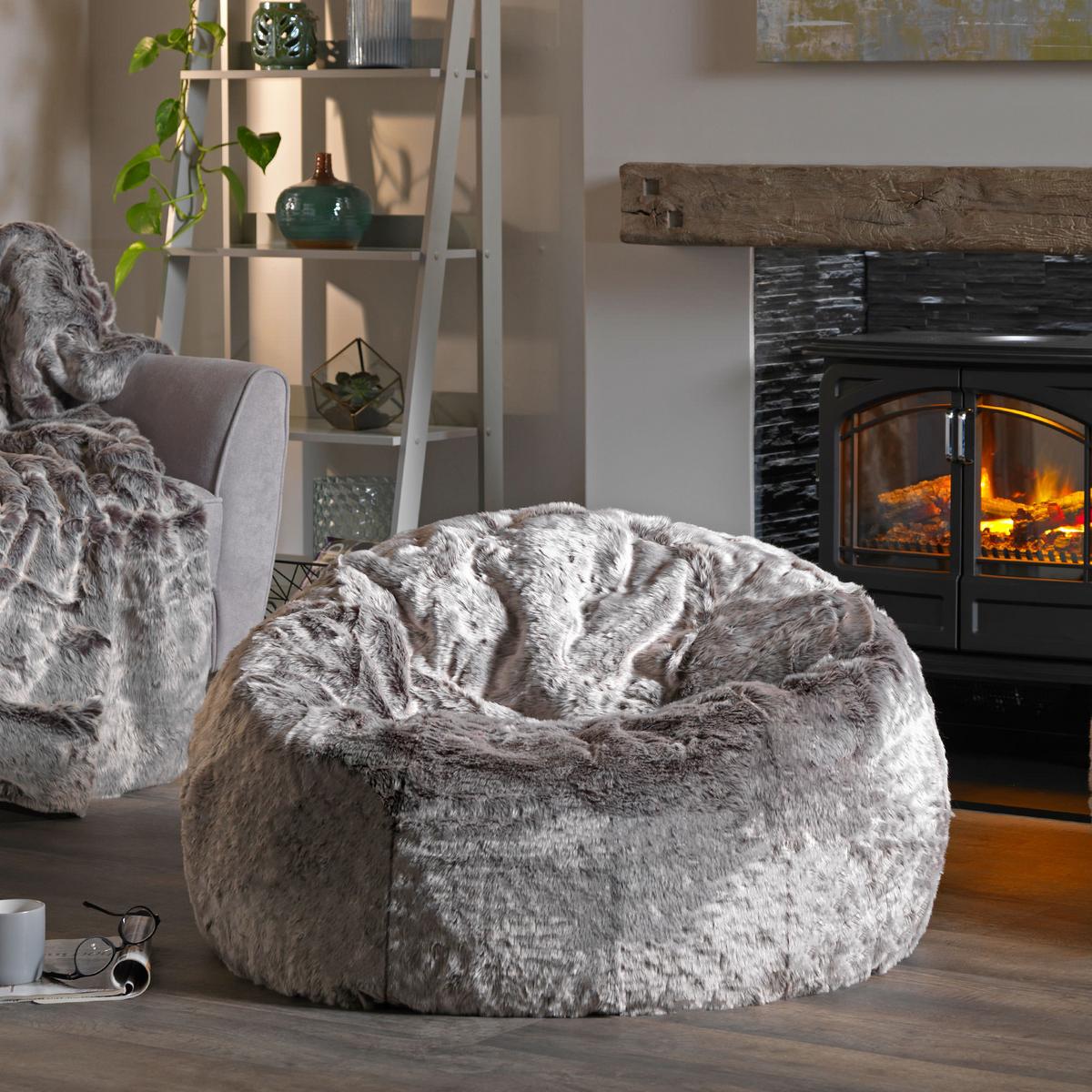 SITZSACK Kingston aus Kunstfell - Anthrazit/Grau, Kunststoff (85/50/85cm) - icon