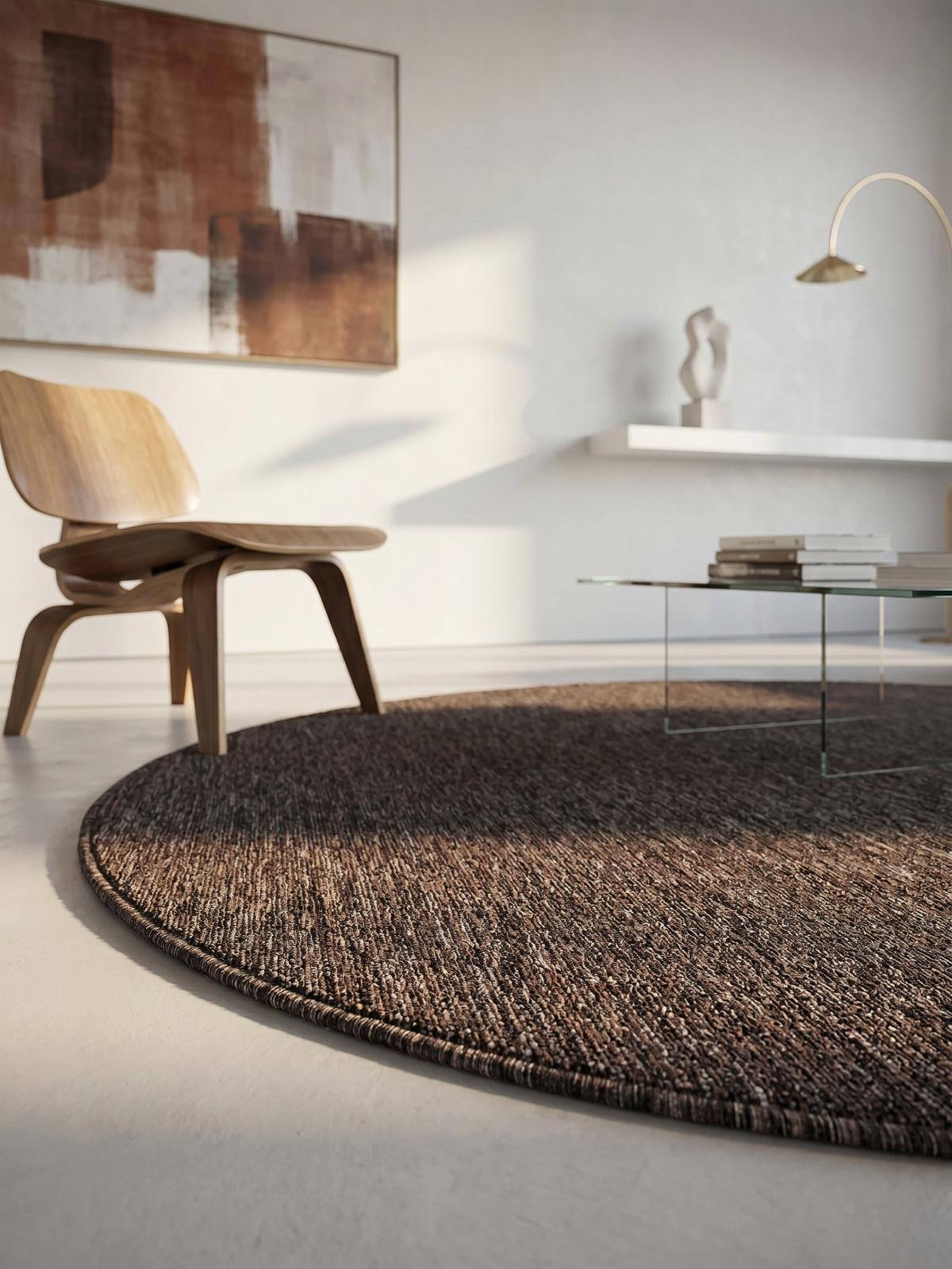 TEPPICH Kurzflor AMMER in Braun, einfarbig, Ø 200 cm - Braun, Textil (200/200cm) - KADIMA DESIGN