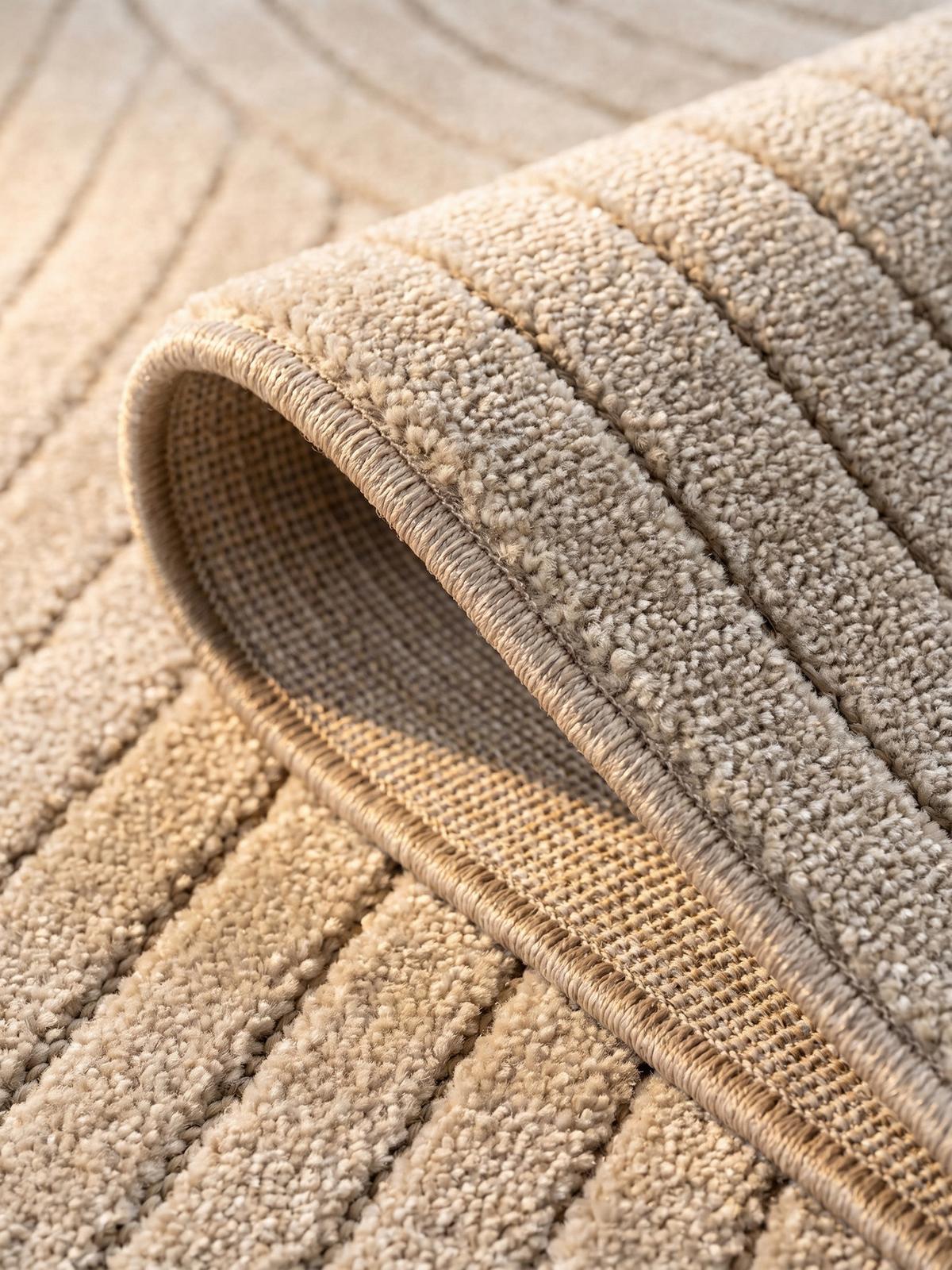 TEPPICH Outdoor ENGADIN in Beige, im Skandi-Stil mit 3D-Design, Ø 120 cm - Beige, Textil (120/120cm) - KADIMA DESIGN
