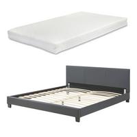 POLSTERBETT Albacete mit Matratze - Dunkelgrau, Textil (180/200cm) - Corium