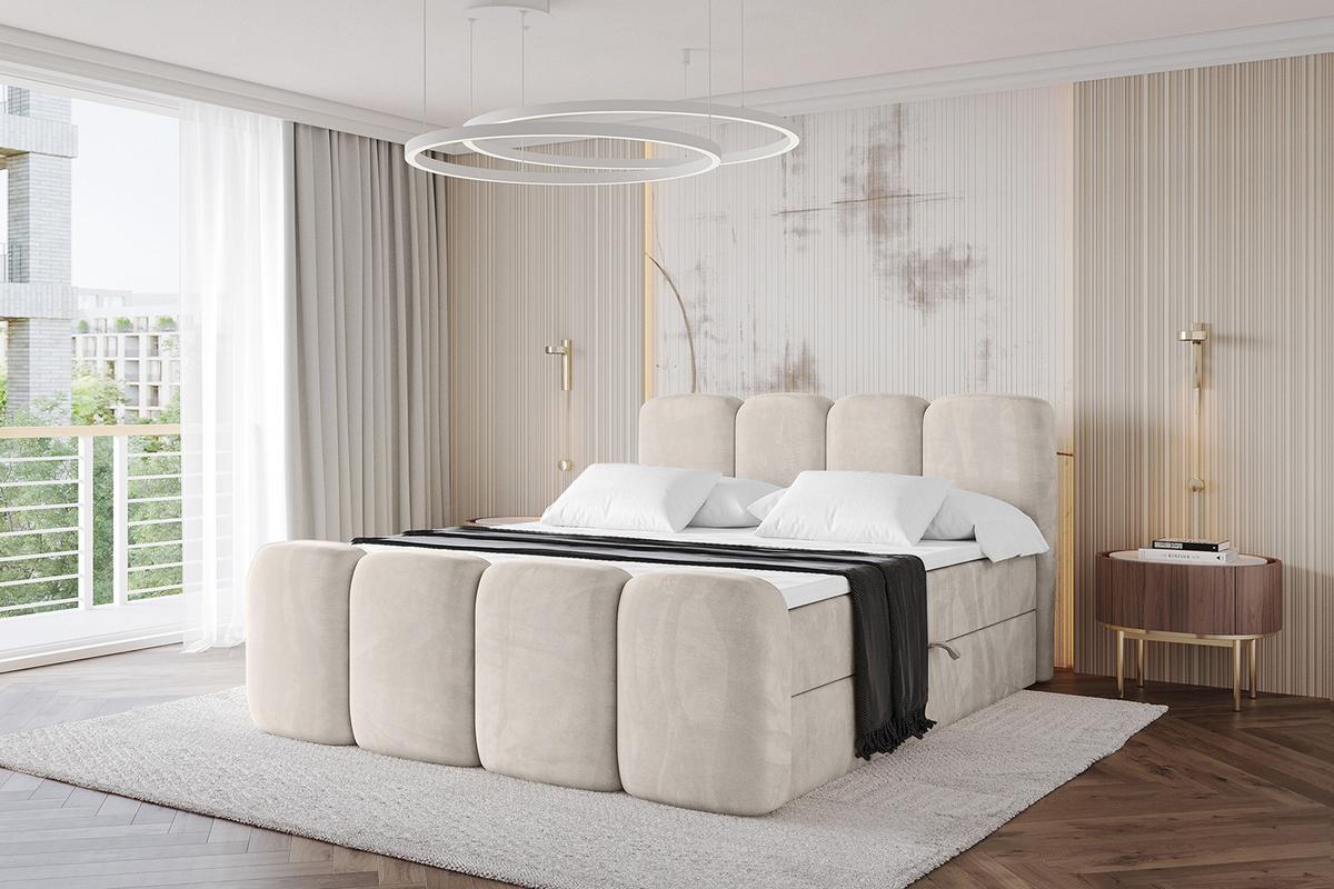 BOXBETT mit Matratze H4 und Lattenrost - NINA-Z - 160x200 cm - Beige - Champagner, Holzwerkstoff (160/200cm)
