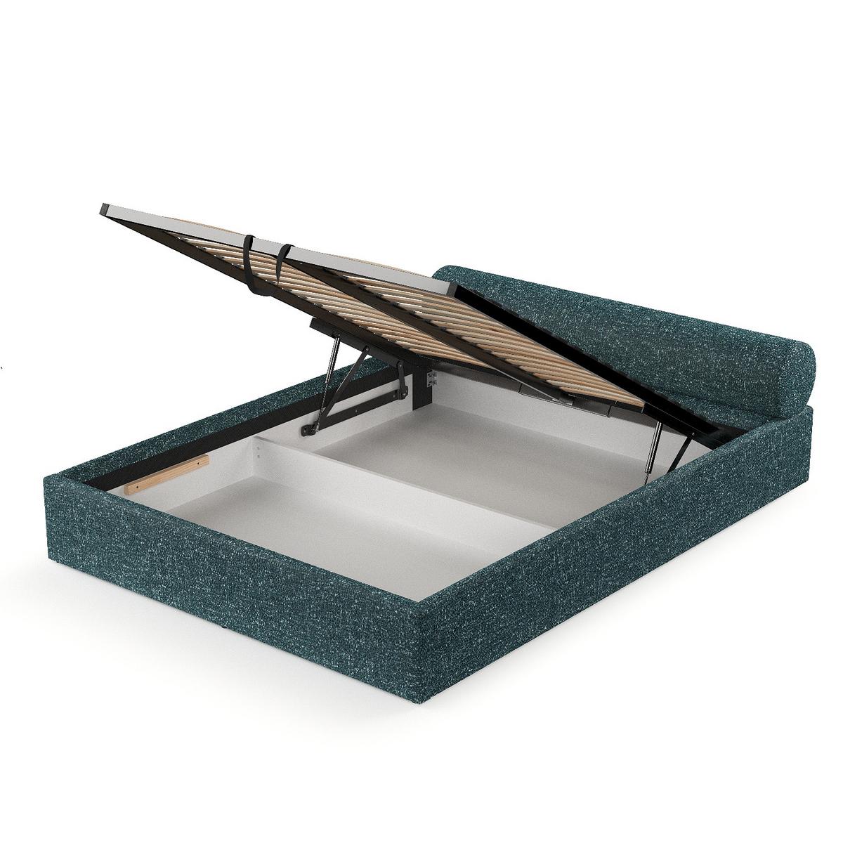 POLSTERBETT Solvo mit Stauraum 140/200 cm Grün im Blur Stoff - Schwarz/Naturfarben, Holz/Holzwerkstoff (140/200cm) - AltaBeds