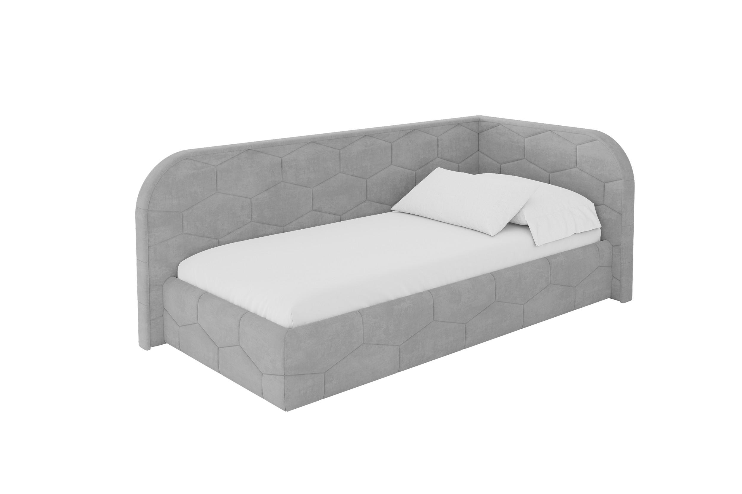 EINZELLBETT Jugendbett mit Bettkasten, Links - JAXY 100x200 Grau - Hellgrau, Holzwerkstoff/Textil (100/200cm) - ALTDECOR