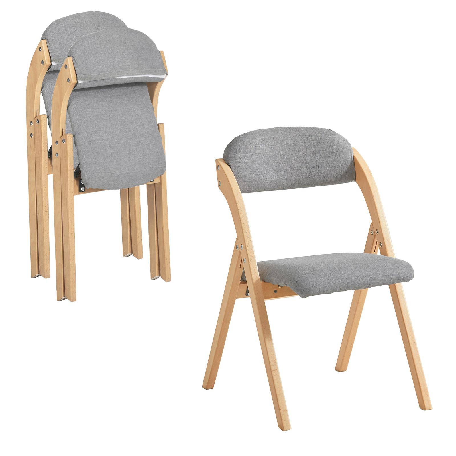 KLAPPSTÜHLEN 2 er set, Hellgrau - Grau, Holz (47.5/77/59cm) - SoBuy