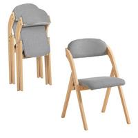 KLAPPSTÜHLEN 2 er set, Hellgrau - Grau, Holz (47.5/77/59cm) - SoBuy