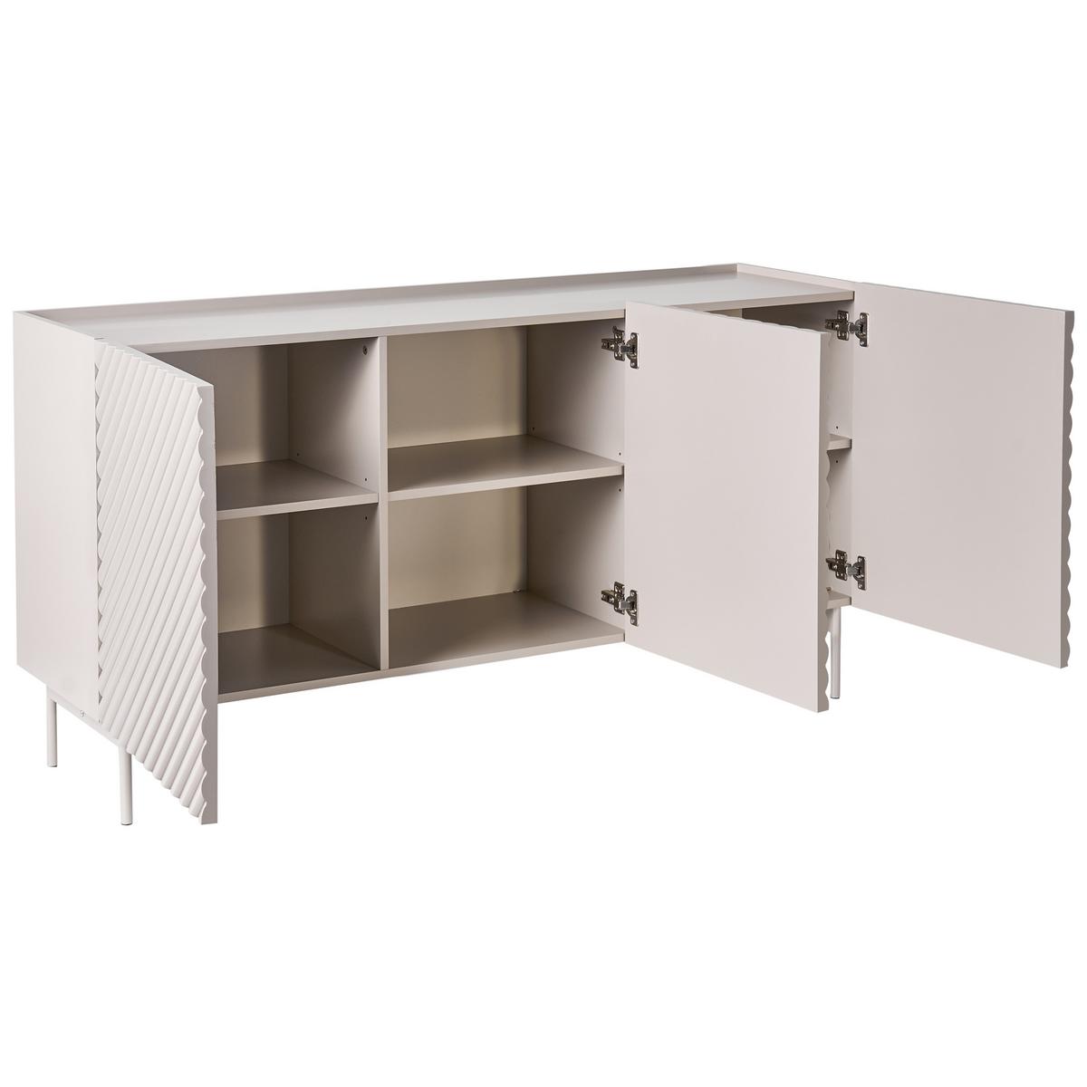 SIDEBOARD mit 3 Türen Hellbeige Yaraka - Beige, Holzwerkstoff (150/77/40cm) - Beliani
