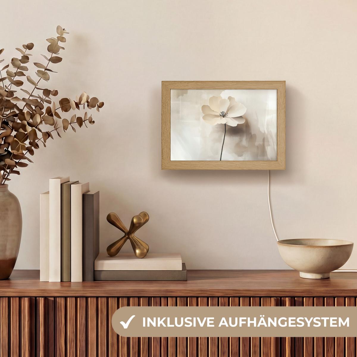 WANDLEUCHTE Blume - Beige - Farbe - Schatten 20x15 cm - Beige, Holzwerkstoff (20/15/8cm) - OnlyWow