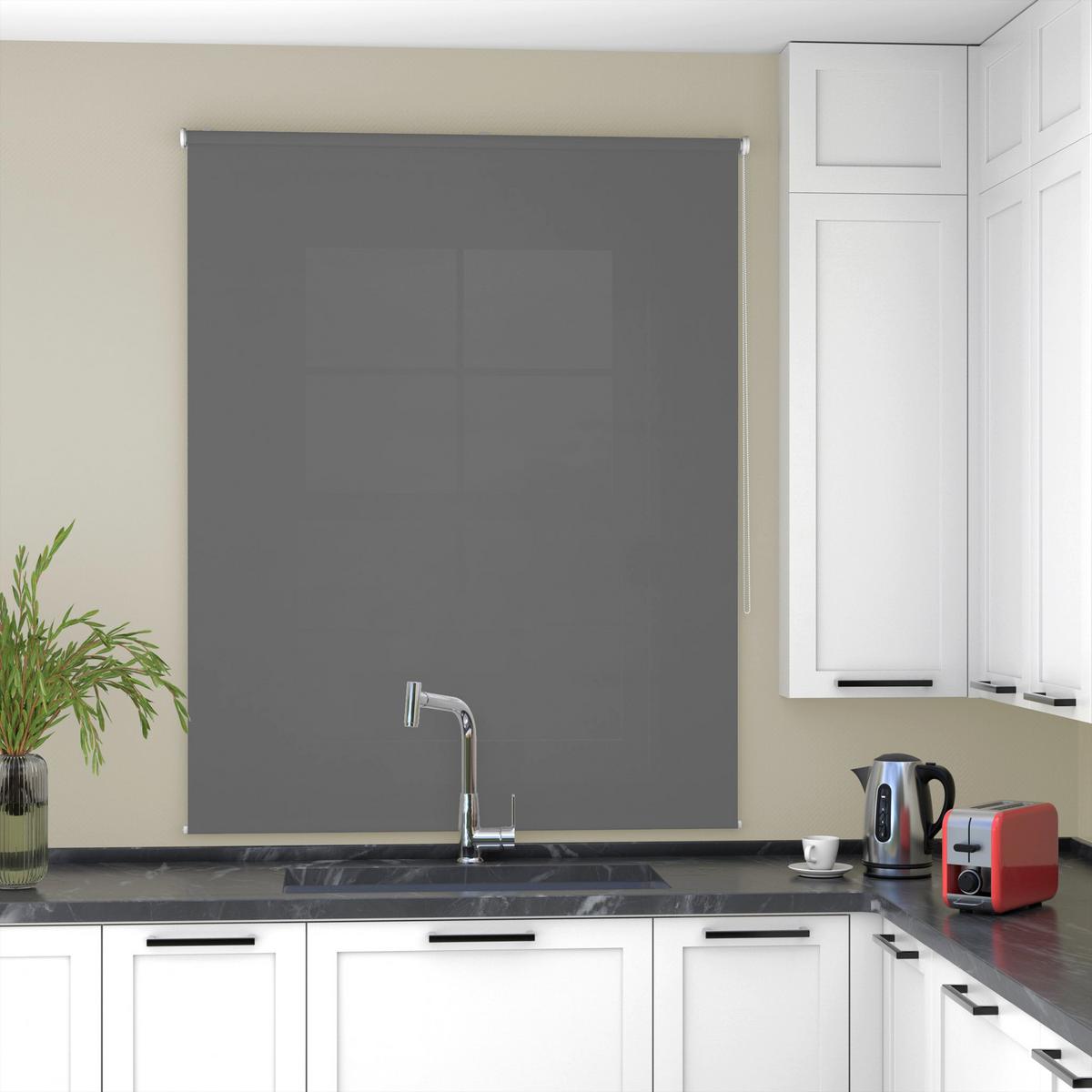 ROLLO blickdicht dunkelgrau 90 x 150cm - Dunkelgrau, Textil (90/150cm) - Deco-Raum