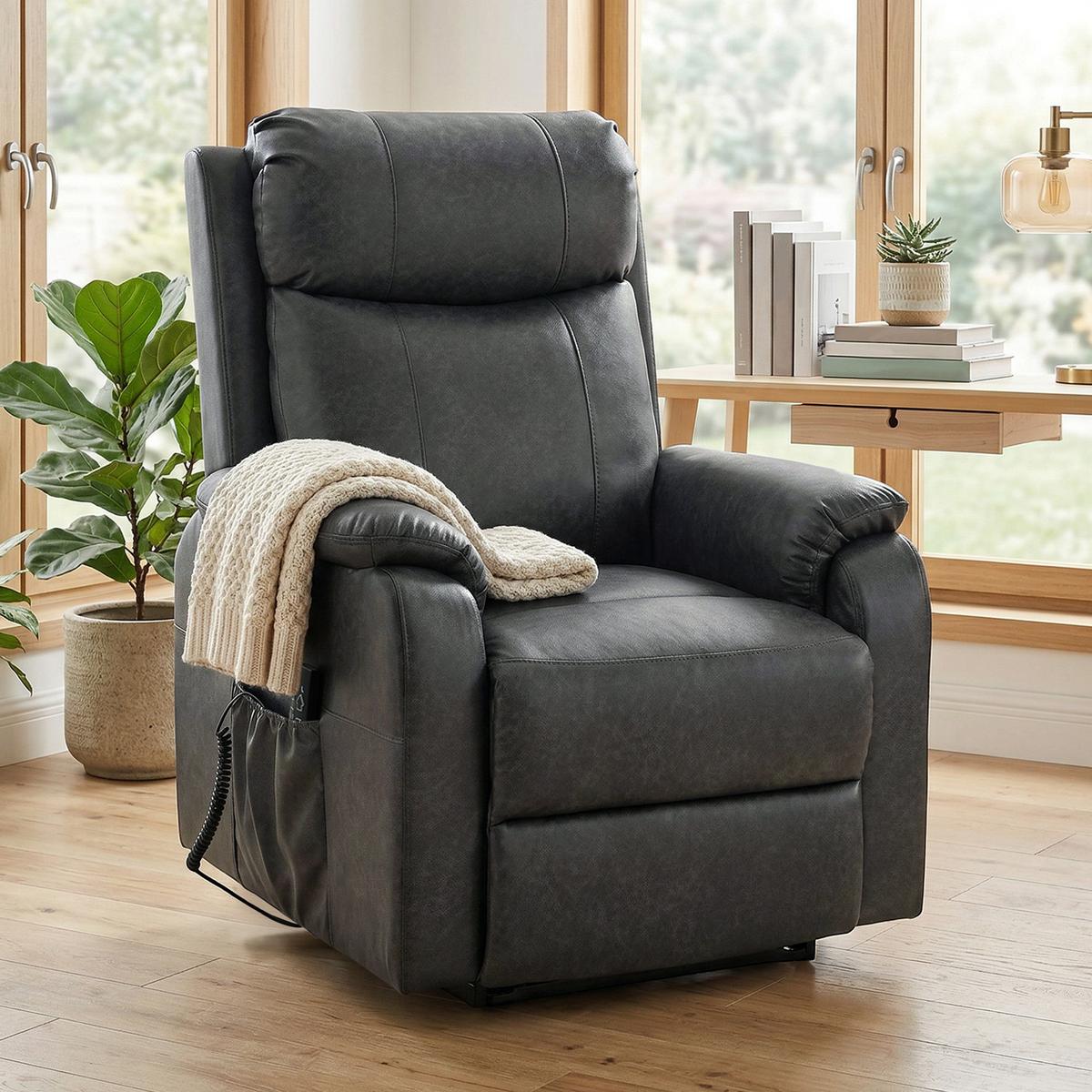 RELAXSESSEL Kunstleder Schaumstoff Schwarz - Schwarz, Kunststoff (87/105/96cm) - HOMCOM